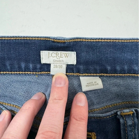 J. Crew Patriotic Wash Cropped Raw Hem Skinny Jeans Size 28 / 30 - Picture 2 of 9